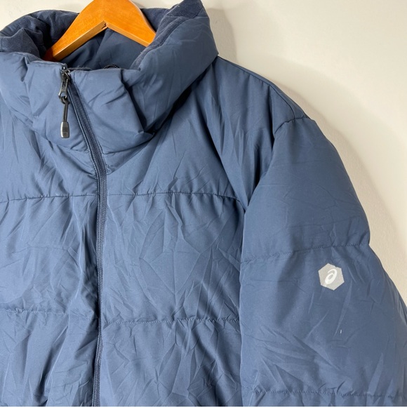 ASICS Motion Therm Puffer Jacket Zip Up Blue Heavy Winter Outdoors Size Mens XXL - Picture 2 of 9